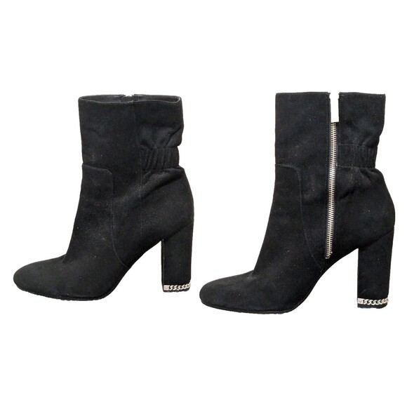 Michael Michael Kors Ankle Booties 9 Black Suede Zip 3"Block Heel V. Good - Picture 8 of 11